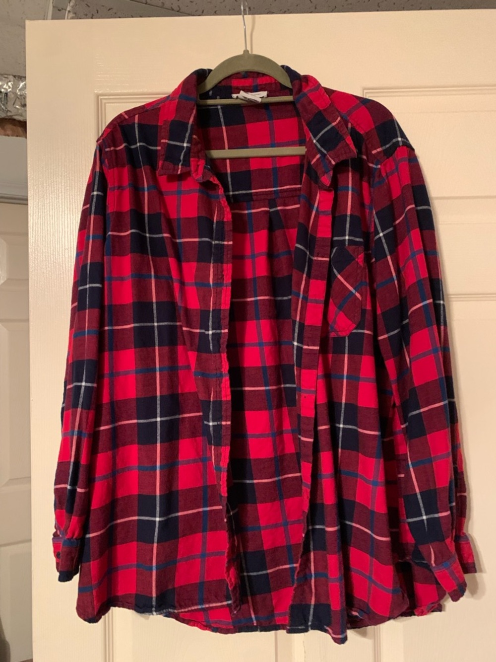 beachlunchlounge Red and Navy Plaid Cotton Button-Up